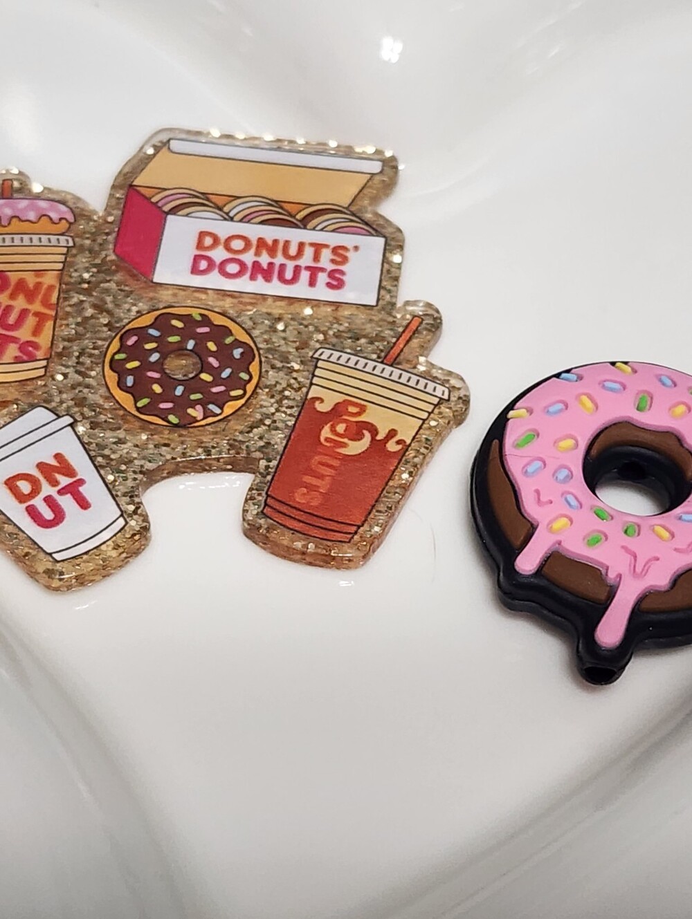Coffee Donuts Flatback Focal Bead Badge Keychain Crafts Beaded Pen Magnet Clip